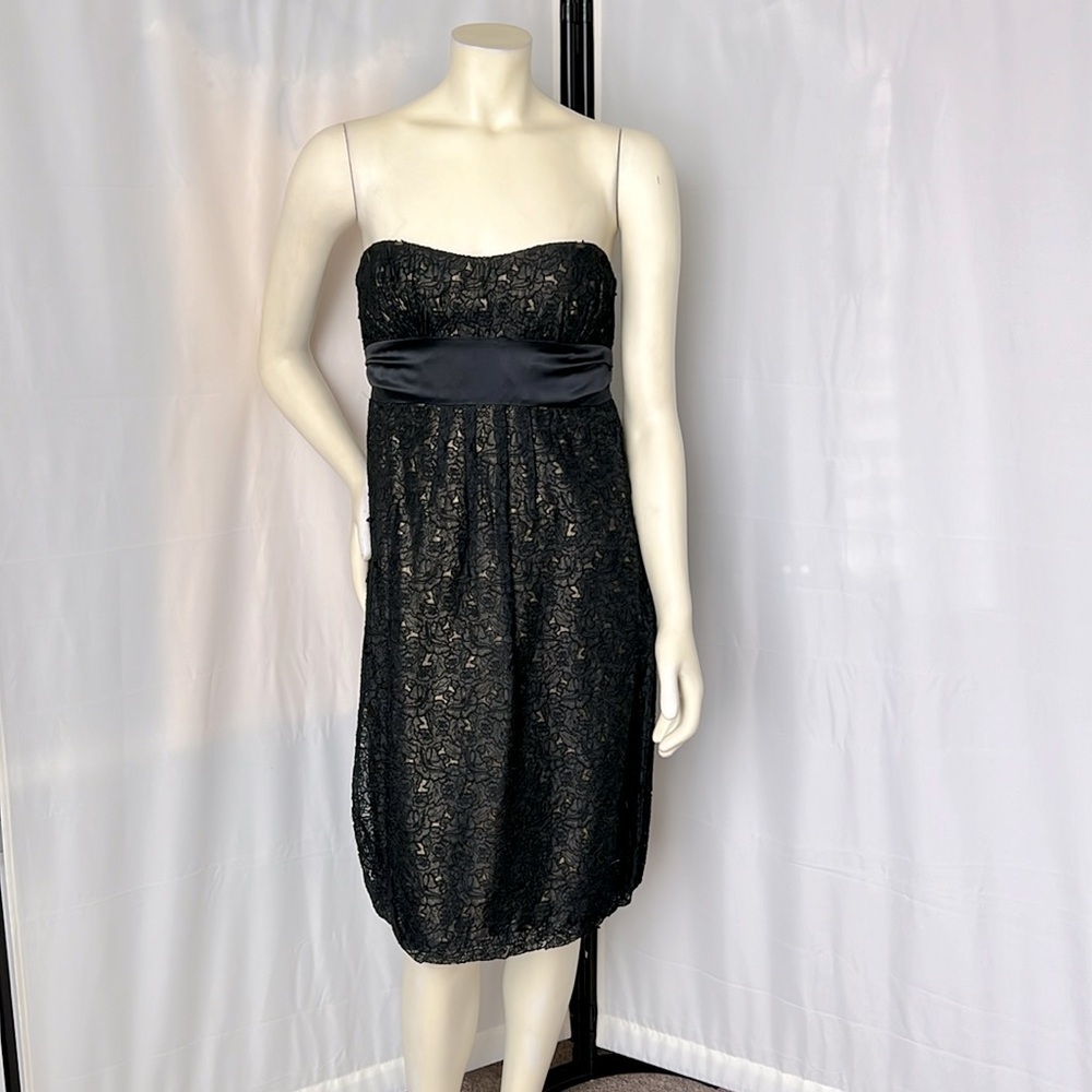 Nicole Miller Collection Silk Lace Strapless Cocktal Dress